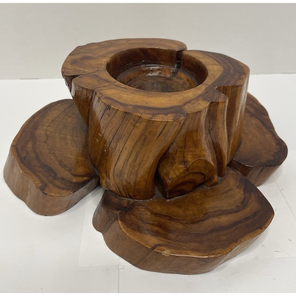 Vintage Handmade Burl Wood Candle Holder Manzanita Rustic Primitive 1970s Decor
